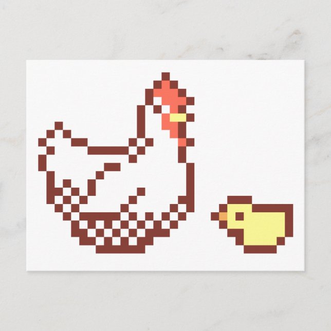 Postales De Arte De Hen Y Chick Pixel (Anverso)