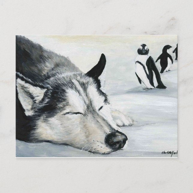 Postales de arte de Husky Dog Siberian (Anverso)