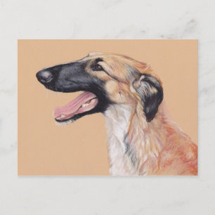 Postales de arte de perro lobo ruso de Borzoi