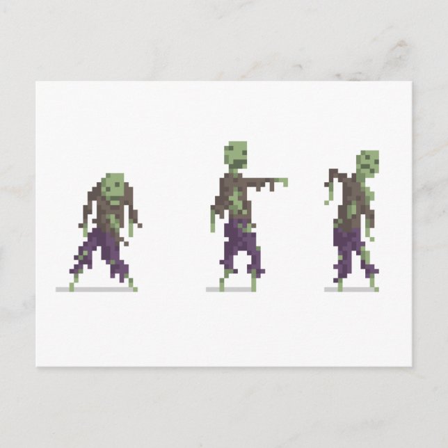Postales de arte de píxeles de 8 bits zombis (Anverso)