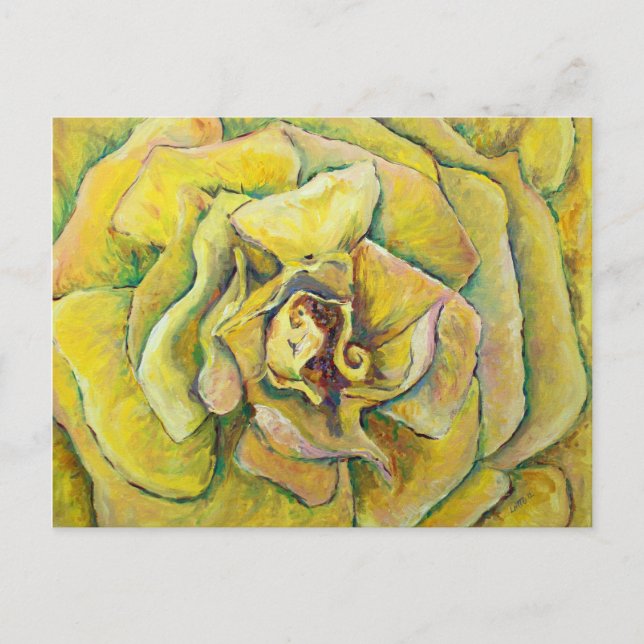 Postales de arte de Swirl Yellow Rose (Anverso)