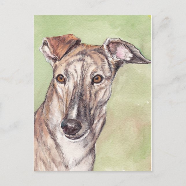 Postales de arte del perro Brindle Greyhound (Anverso)