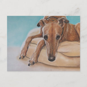 Postales de arte del perro Harley Greyhound