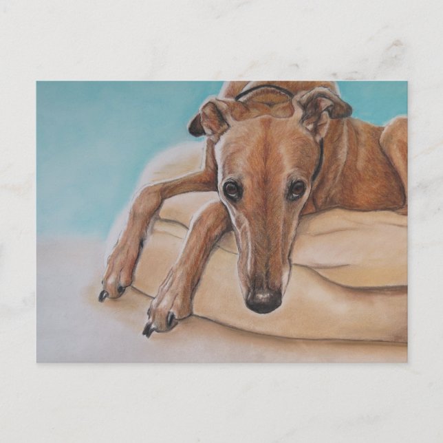 Postales de arte del perro Harley Greyhound (Anverso)