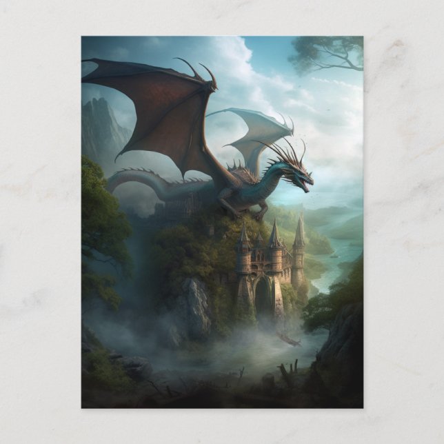 Postales De Arte Dragón Y Castillo (Anverso)