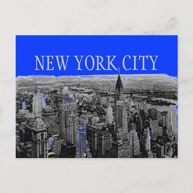 Postales de arte pop de Nueva York Gris Azul (Anverso)