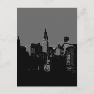 Postales de arte pop gris de Nueva York