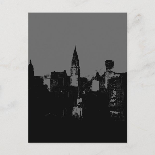 Postales de arte pop gris de Nueva York (Anverso)