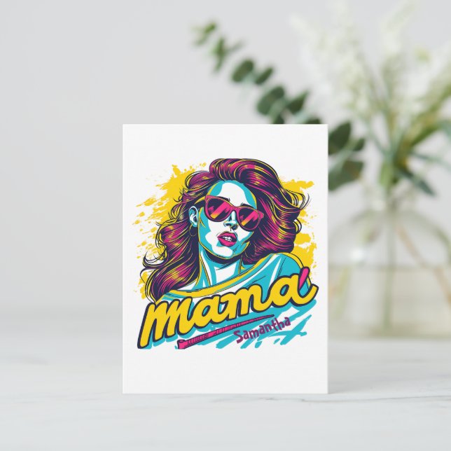 Postales de arte pop retro mamá personalizado (12) (Anverso de pie)