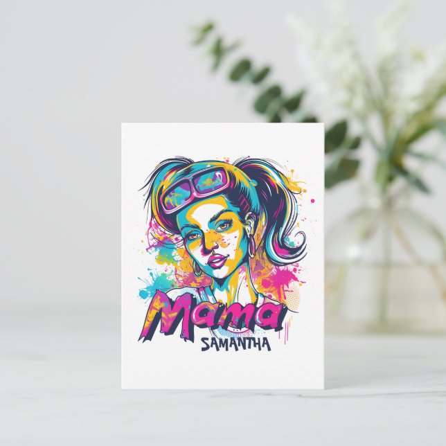 Postales de arte pop retro mamá personalizado (18) (Anverso de pie)