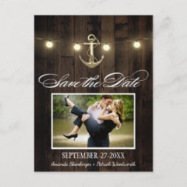 Postales de aviso de fecha de bodas con ancla náut