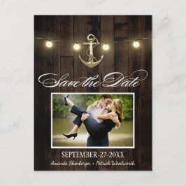 Postales de aviso de fecha de bodas con ancla náut