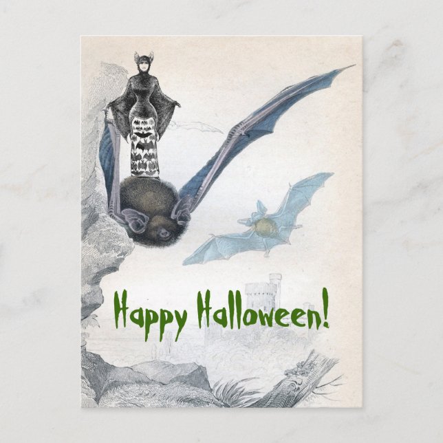 Postales de Bat Lady Happy Halloween (Anverso)