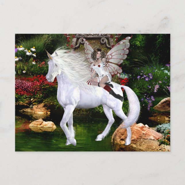 Postales de belleza blanca de Unicornio (Anverso)