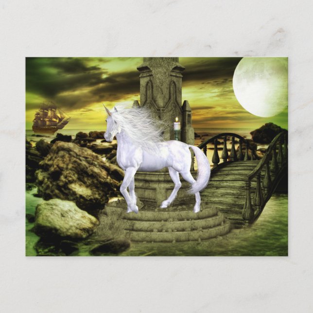 Postales de belleza blanca de Unicornio (Anverso)