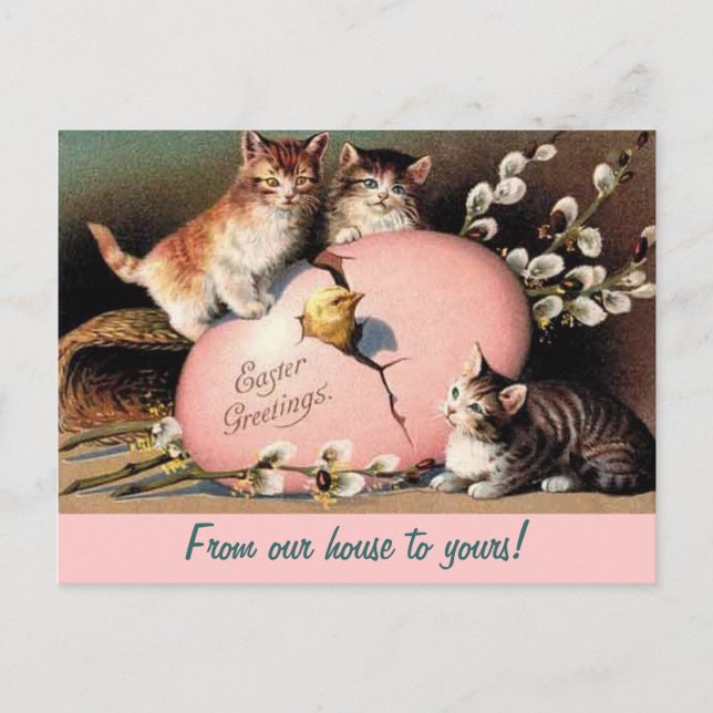Postales de bienvenida de gatitos de Pascua (Anverso)