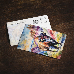 Postales de Bison Watercolor del Parque Nacional B