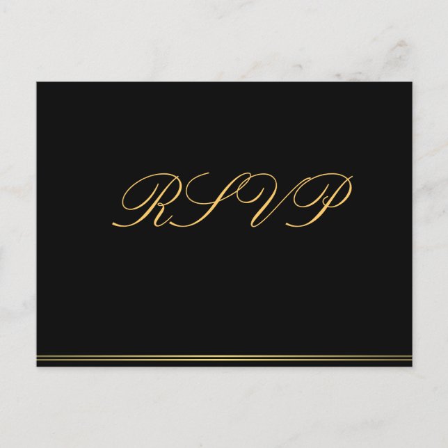 Postales de Black Gold Elegant Wedding RSVP (Anverso)