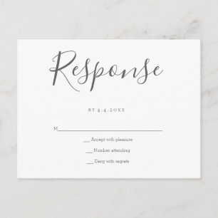 Postales de boda rsvp de respuesta gris