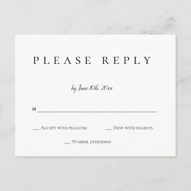 Postales de boda rsvp de respuesta simple (Anverso)