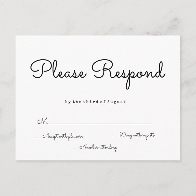 Postales de boda rsvp de respuesta simple (Anverso)