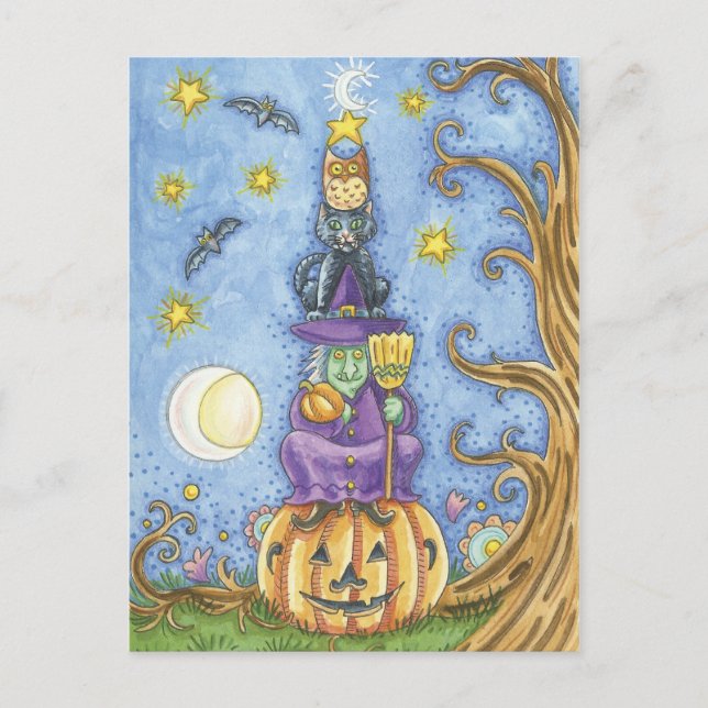 Postales de bruja de Halloween (Anverso)