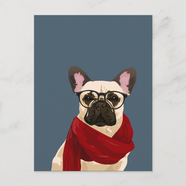 Postales de Bulldog francés hipster para amantes d (Anverso)