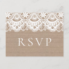 Postales de Burlap y Lace Wedding RSVP, Rústico