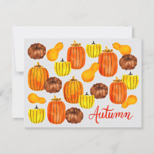 Postales de calabazas acuáticas de cosecha otoño
