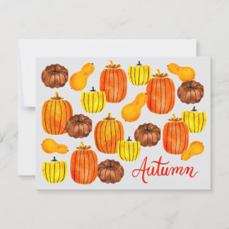 Postales de calabazas acuáticas de cosecha otoño