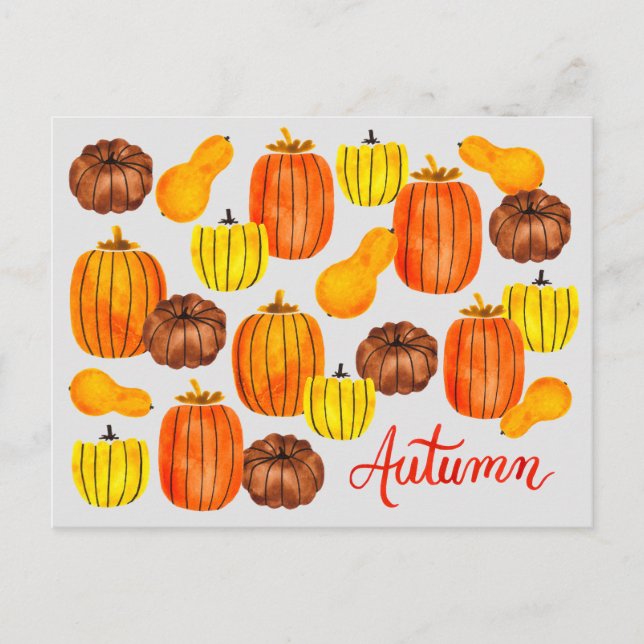 Postales de calabazas acuáticas de cosecha otoño (Anverso)