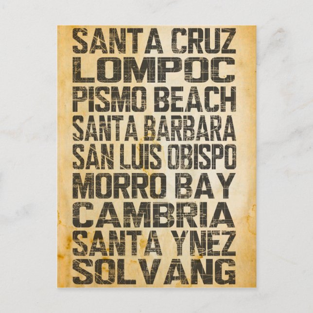 Postales de California Central Coast (Anverso)