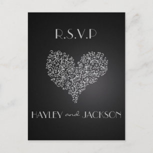 postales de casamiento gris rsvp "con amor"