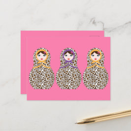Postales de Cheetah Print Matryoshka