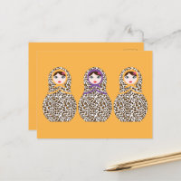 Postales de Cheetah Print Matryoshka