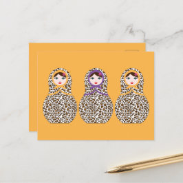 Postales de Cheetah Print Matryoshka