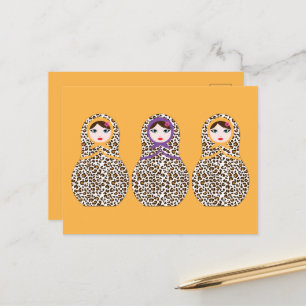Postales de Cheetah Print Matryoshka