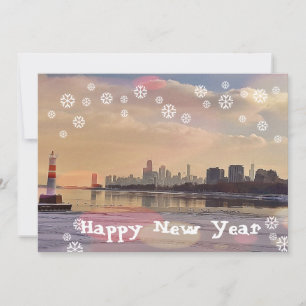 Postales de Chicago Skyline Happy New Year