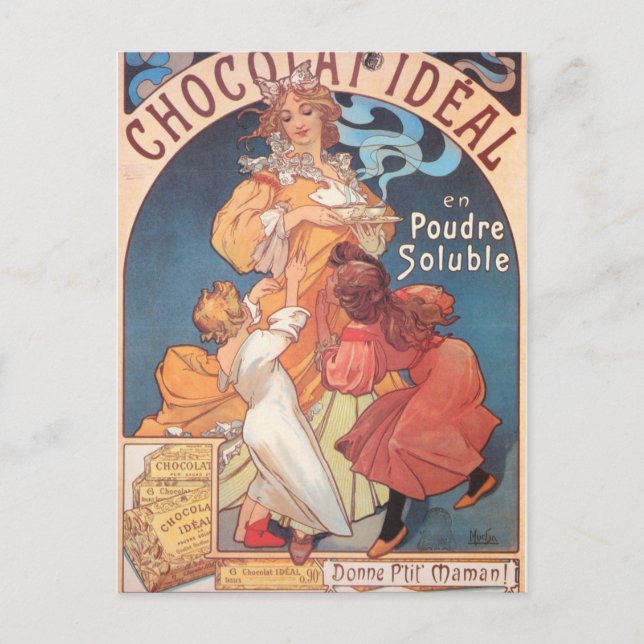 Postales de Chocolate caliente Lady Vintage (Anverso)