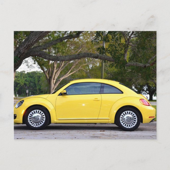 Postales de coche de color amarillo Bug (Anverso)
