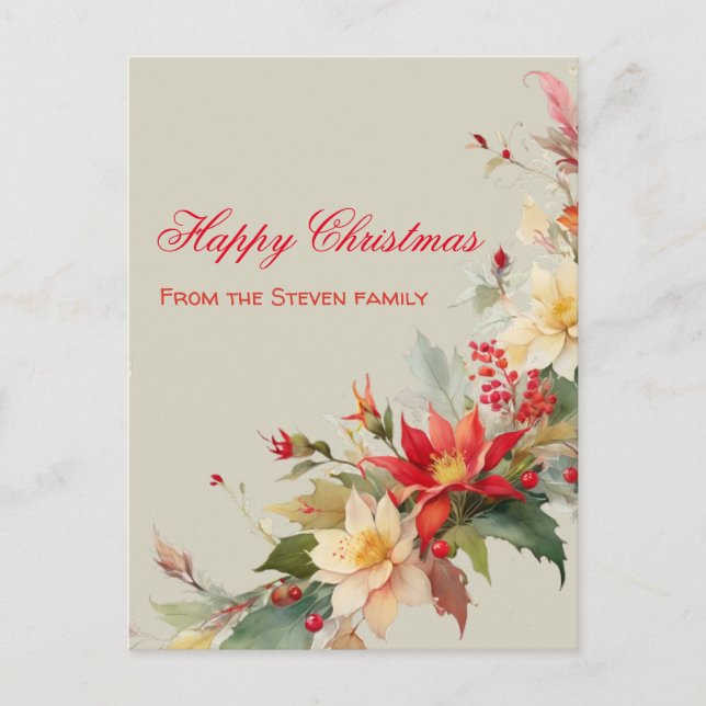 Postales de color agua para Rosas navidades | su n (Anverso)