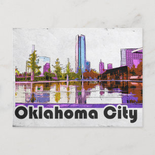 Postales de color de agua de la ciudad de Oklahoma