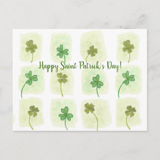 Postales de color de agua de tracción de Shamrock 