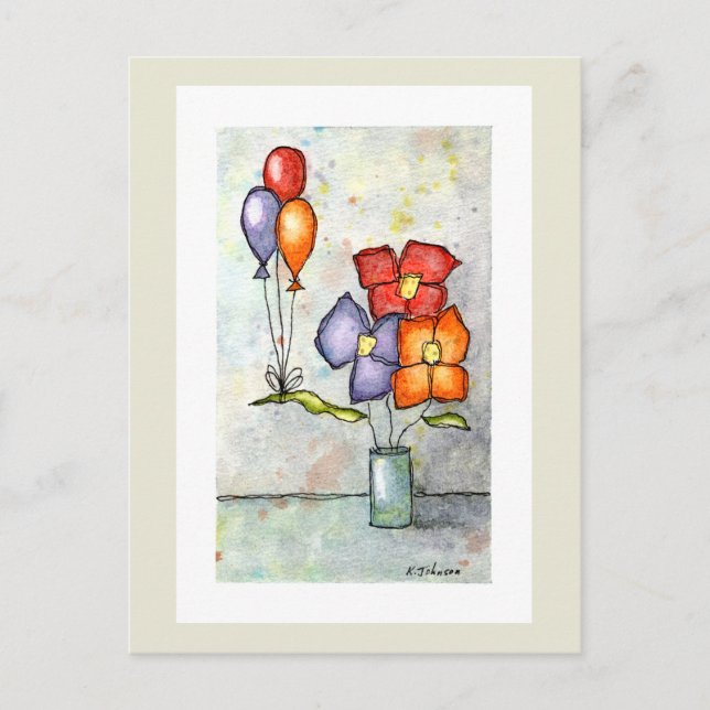 Postales de color de agua de tres globos (Anverso)
