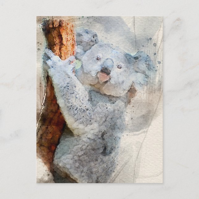 Postales de color de agua Koala 2022 (Anverso)