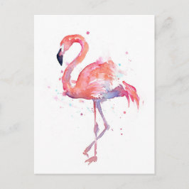 Postales de color de agua rosado Flamingo