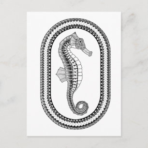 Postales de coloración para adultos con caballito 