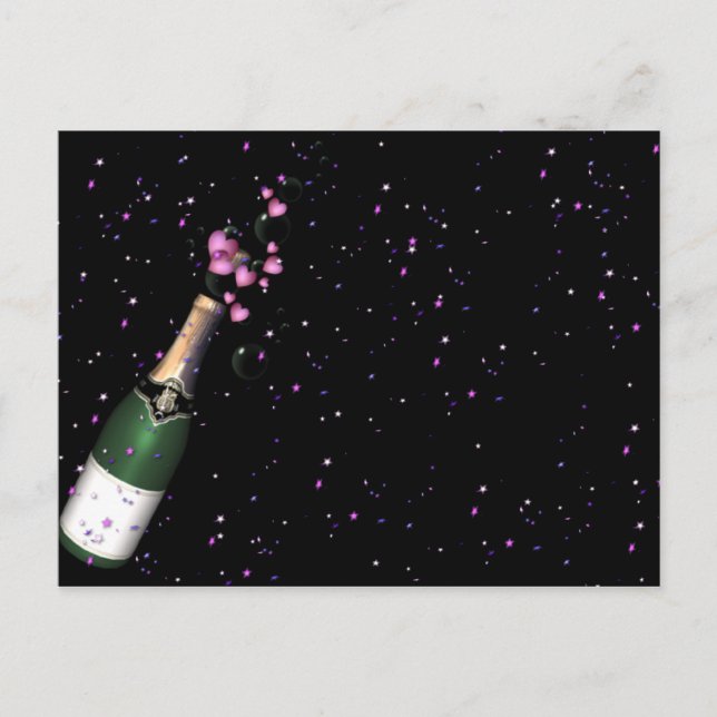 Postales de Confetti, Botella de Champagne y Bubbl (Anverso)