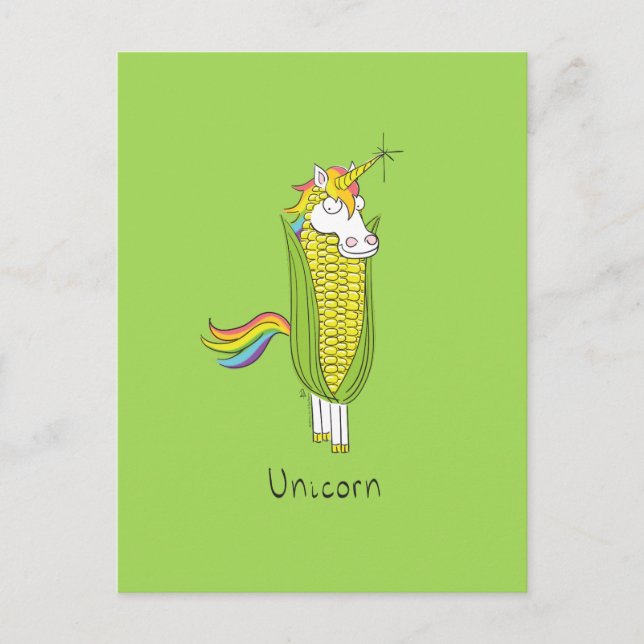 Postales de Corn Corny Funny de Unicorn (Anverso)