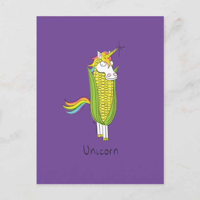 Postales de Corn Corny Funny de Unicorn (Anverso)